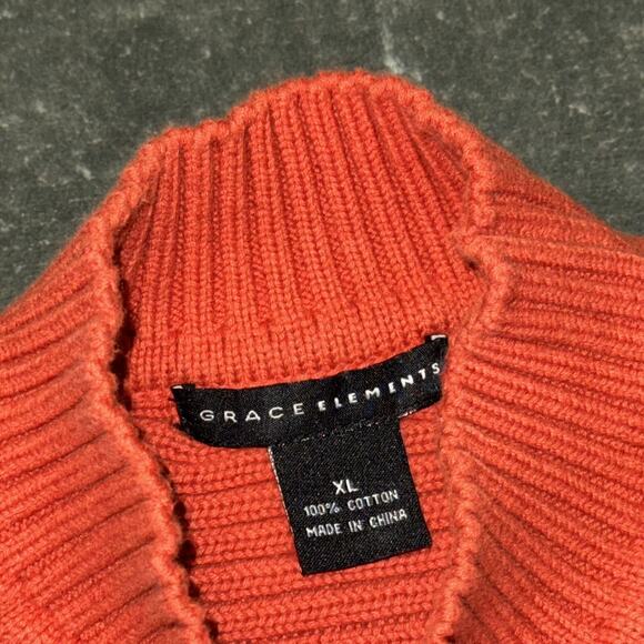 Grace Elements Sweater Women’s XL Cotton Rust Orange Sleeveless Ribbed Mock Neck - Picture 4 of 6